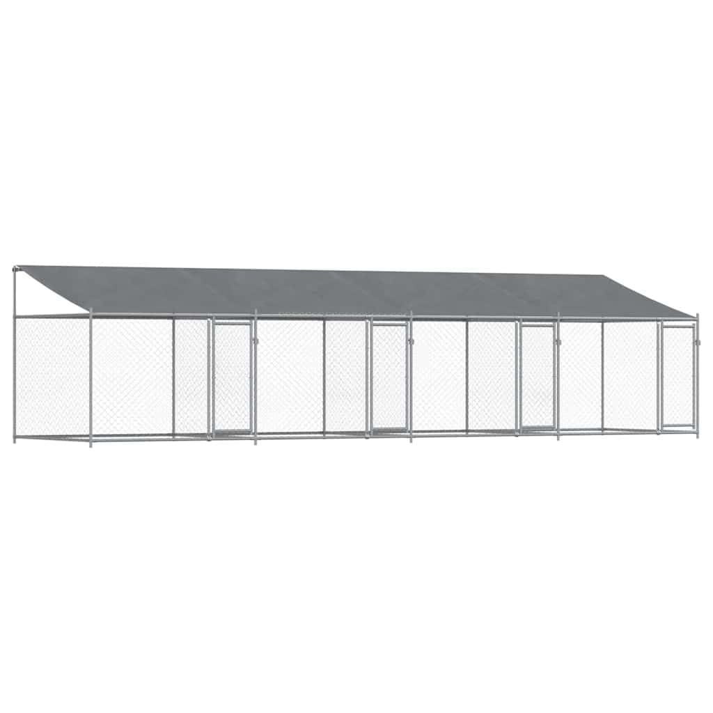 Amazon | vidaXL 犬用ケージ ルーフ&ドア付き グレー 8x2x2 m 亜鉛